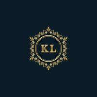 brief kl logo met luxe goud sjabloon. elegantie logo vector sjabloon.