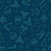 Kerstmis themed hand- getrokken naadloos patroon Aan donker blauw achtergrond vector