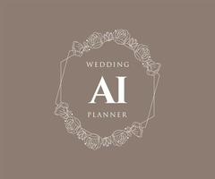 ai initialen brief bruiloft monogram logos verzameling, hand- getrokken modern minimalistisch en bloemen Sjablonen voor uitnodiging kaarten, opslaan de datum, elegant identiteit voor restaurant, boetiek, cafe in vector