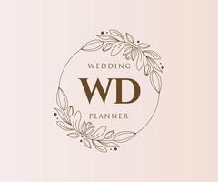 wd initialen brief bruiloft monogram logos verzameling, hand- getrokken modern minimalistisch en bloemen Sjablonen voor uitnodiging kaarten, opslaan de datum, elegant identiteit voor restaurant, boetiek, cafe in vector