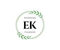 ek initialen brief bruiloft monogram logos verzameling, hand- getrokken modern minimalistisch en bloemen Sjablonen voor uitnodiging kaarten, opslaan de datum, elegant identiteit voor restaurant, boetiek, cafe in vector