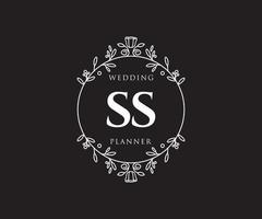 ss initialen brief bruiloft monogram logos verzameling, hand- getrokken modern minimalistisch en bloemen Sjablonen voor uitnodiging kaarten, opslaan de datum, elegant identiteit voor restaurant, boetiek, cafe in vector