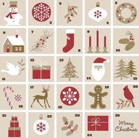 komst kalender met Kerstmis illustraties vector