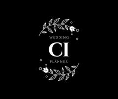 ci initialen brief bruiloft monogram logos verzameling, hand- getrokken modern minimalistisch en bloemen Sjablonen voor uitnodiging kaarten, opslaan de datum, elegant identiteit voor restaurant, boetiek, cafe in vector