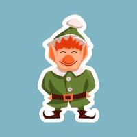 tekenfilm Kerstmis elf in groen kleren. vector