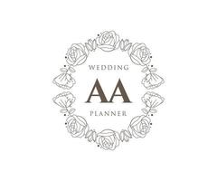 aa initialen brief bruiloft monogram logos verzameling, hand- getrokken modern minimalistisch en bloemen Sjablonen voor uitnodiging kaarten, opslaan de datum, elegant identiteit voor restaurant, boetiek, cafe in vector