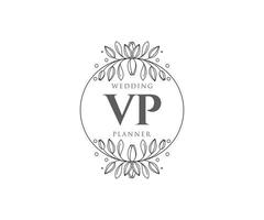 vp initialen brief bruiloft monogram logos verzameling, hand- getrokken modern minimalistisch en bloemen Sjablonen voor uitnodiging kaarten, opslaan de datum, elegant identiteit voor restaurant, boetiek, cafe in vector