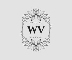 wv initialen brief bruiloft monogram logos verzameling, hand- getrokken modern minimalistisch en bloemen Sjablonen voor uitnodiging kaarten, opslaan de datum, elegant identiteit voor restaurant, boetiek, cafe in vector