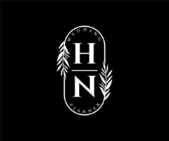 hn initialen brief bruiloft monogram logos verzameling, hand- getrokken modern minimalistisch en bloemen Sjablonen voor uitnodiging kaarten, opslaan de datum, elegant identiteit voor restaurant, boetiek, cafe in vector