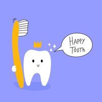 kinderen tandheelkundig kliniek illustratie. gezond tand met tandenborstel. tandheelkundig behandeling en gezond levensstijl vector