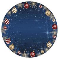 abstract vector ronde kader illustratie met Kerstmis ballen en lichtgevend blauw achtergrond geïsoleerd Aan een wit achtergrond.