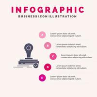 postzegel kloon druk op logo solide icoon infographics 5 stappen presentatie achtergrond vector