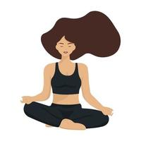 jong vrouw beoefenen yoga in lotus houding. geïsoleerd vector illustratie