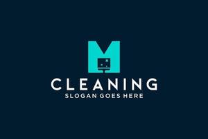 brief m voor schoonmaak schoon onderhoud onderhoud voor auto detaillering, huizen logo icoon vector sjabloon.