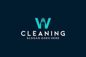 brief w voor schoonmaak schoon onderhoud onderhoud voor auto detaillering, huizen logo icoon vector sjabloon.