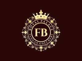 brief fb antiek Koninklijk luxe Victoriaans logo met sier- kader. vector