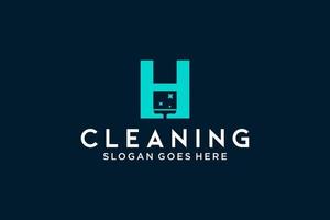 brief h voor schoonmaak schoon onderhoud onderhoud voor auto detaillering, huizen logo icoon vector sjabloon.