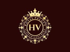 brief hv antiek Koninklijk luxe Victoriaans logo met sier- kader. vector