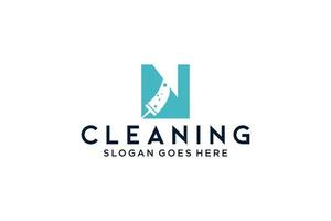 brief n voor schoonmaak schoon onderhoud onderhoud voor auto detaillering, huizen logo icoon vector sjabloon.