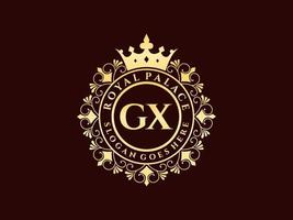 brief gx antiek Koninklijk luxe Victoriaans logo met sier- kader. vector