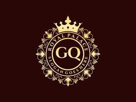 brief gq antiek Koninklijk luxe Victoriaans logo met sier- kader. vector