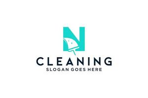 brief n voor schoonmaak schoon onderhoud onderhoud voor auto detaillering, huizen logo icoon vector sjabloon.