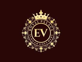 brief ev antiek Koninklijk luxe Victoriaans logo met sier- kader. vector