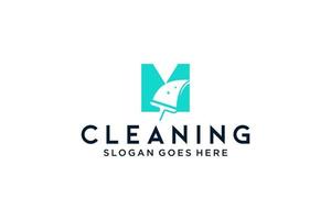 brief m voor schoonmaak schoon onderhoud onderhoud voor auto detaillering, huizen logo icoon vector sjabloon.