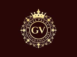 brief gv antiek Koninklijk luxe Victoriaans logo met sier- kader. vector