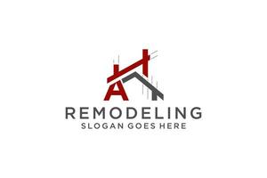 brief een voor echt landgoed verbouwing logo. bouw architectuur gebouw logo ontwerp sjabloon element. vector