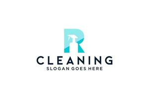 brief r voor schoonmaak schoon onderhoud onderhoud voor auto detaillering, huizen logo icoon vector sjabloon.