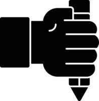hand- en potlood glyph icoon vector