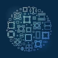 blockchain technologie vector ronde blauw lijn banier