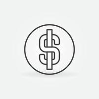 ronde dollar teken schets icoon. geld vector lijn symbool