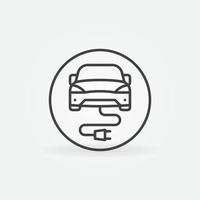 elektrisch auto met plug vector concept ronde lijn icoon