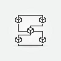blockchain met 5 blokken vector dun lijn concept icoon of teken