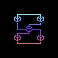 blockchain met 5 blokken vector schets concept gekleurde icoon of teken