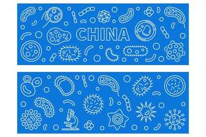 China virussen vector concept lineair blauw banners reeks