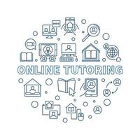 online tuoring vector dun lijn ronde blauw illustratie