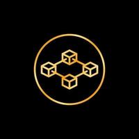 cirkel met blokketen vector lijn gekleurde icoon - blockchain crypto gouden ronde symbool
