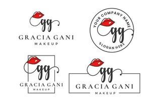 eerste brief gg g logo voor lip, kus, lippenstift, bedenken vector ontwerp verzameling