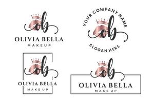 eerste brief ob O logo voor lip, kus, lippenstift, bedenken vector ontwerp verzameling