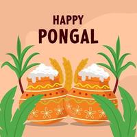 vlak ontwerp gelukkig pongal oogst festival illustratie vector