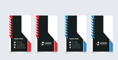 verticaal bedrijf kaart afdrukken sjabloon. persoonlijk bezoekende kaart met bedrijf logo. zwart en blauw kleuren. schoon vlak ontwerp vector