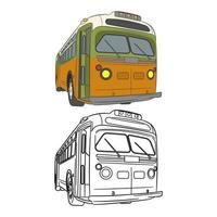 geel bus voertuig. vector illustratie in lijn kunst tekening stijl