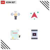 mobiel koppel vlak icoon reeks van 4 pictogrammen van halter certificaat macht pijlen onderwijs bewerkbare vector ontwerp elementen
