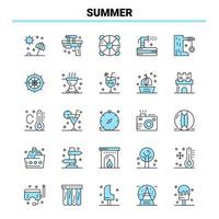 25 zomer zwart en blauw icoon reeks creatief icoon ontwerp en logo sjabloon creatief zwart icoon vector achtergrond