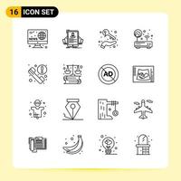16 creatief pictogrammen voor modern website ontwerp en snel reagerend mobiel apps 16 schets symbolen tekens Aan wit achtergrond 16 icoon pak creatief zwart icoon vector achtergrond