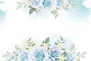 marine blauw bloemen roos achtergrond waterverf vector