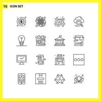 voorraad vector icoon pak van 16 lijn tekens en symbolen voor elektrisch toegang hart online zoeken bewerkbare vector ontwerp elementen